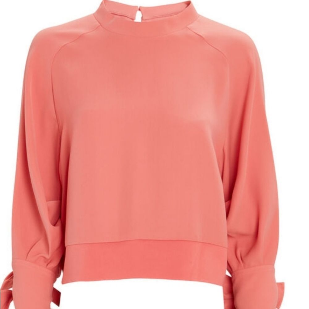 ADEAM Bow Sleeve Crepe Crewneck Top Size M